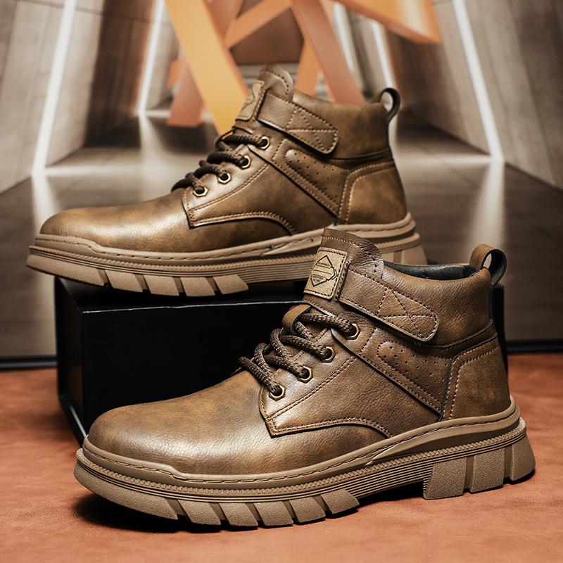 Outdoor Mens Ankle Boots Luxury Genuine Leather Short Boots Handmade Comfortable Men Casual Shoes Fashion Leisure Boots Sneakers