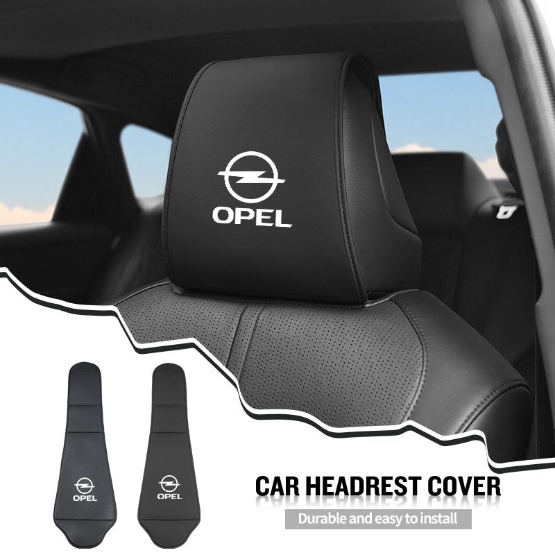 Car Seat Headrest Cover Leather Neck Pillow Protector Accessories For Opel Corsa Astra Insignia Vectra Zafira Meriva Mokka Gran