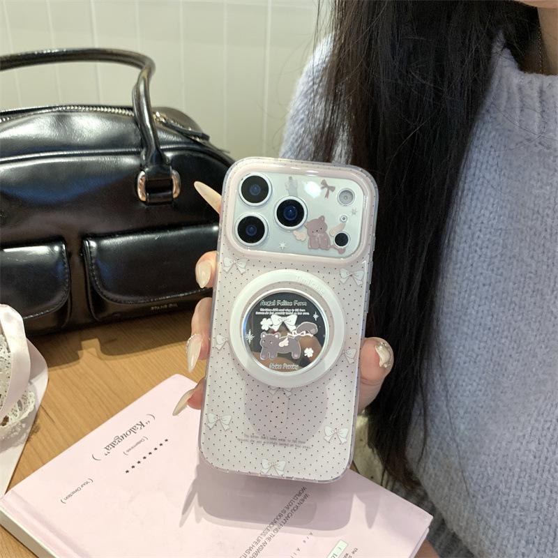 Women's Polka Dot Bow Magnetic Phone Case for iPhone 14/15/16ProMax/17