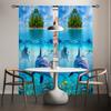 2pcs Dolphin Pattern Curtains Decorative Window Drapes Window Treatments For Bedroom Living Room Home Decoration Room Decoration