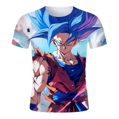 2024 Sommer Neues 3D-gedrucktes Kurzarm-Trendy Cool Dragon Ball Anime-Serie Rundhals-T-Shirt für Herren und Damen