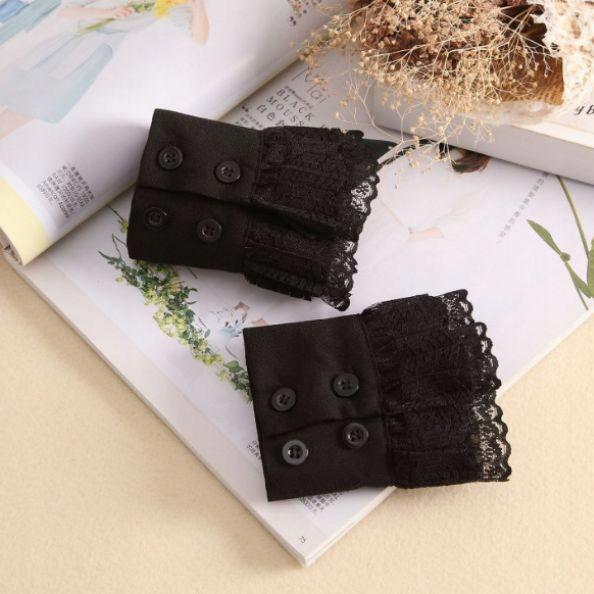 elegant black fake CUFFS SLEEVES chic wrist DECORATIONS