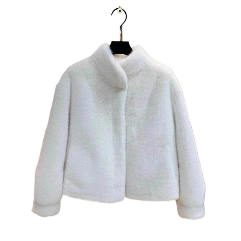 Autumn and winter new imitation velvet fur stand-up collar short top women's cotton fur coat thickened