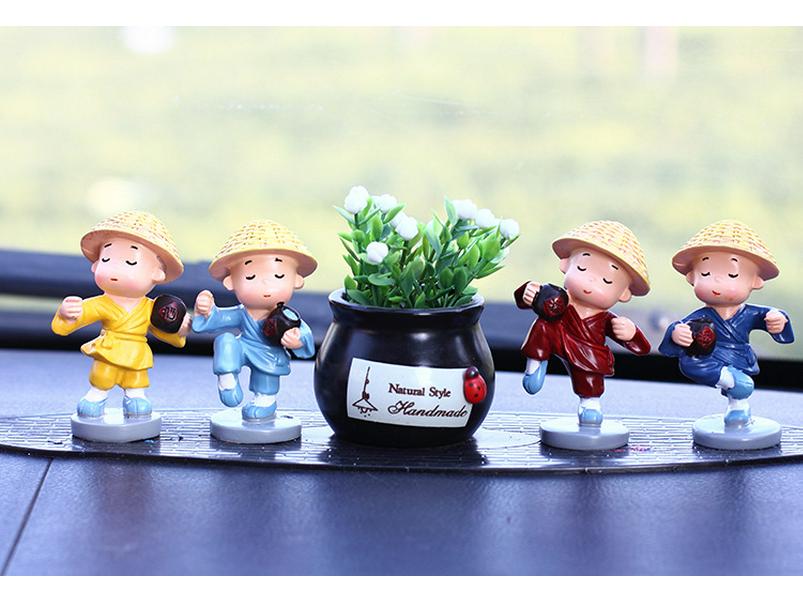 Creative Kung Fu Little Monk Car Air Freshener - Drunken Fist Decor, Set of 4 Monks