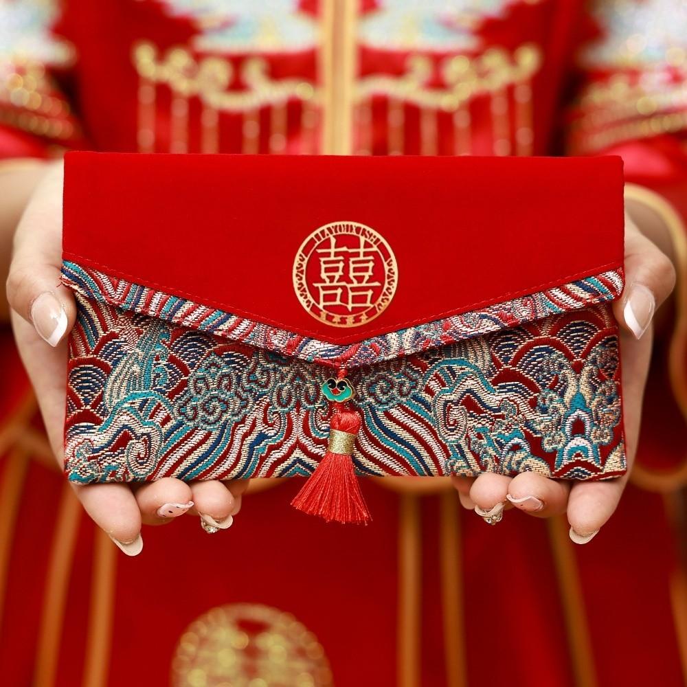 Chinese New Year Lucky Red Pockets Blessing Words Hongbao Brocade Red Envelop  Graduation Dinner