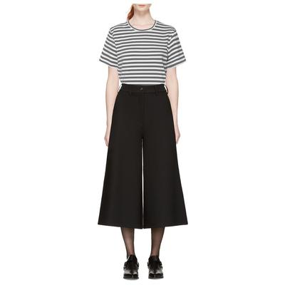 Frühlings-/Sommer Französisches Minimalistisches Gestreiftes Baumwollstrick Kurzarm Damen-T-Shirt