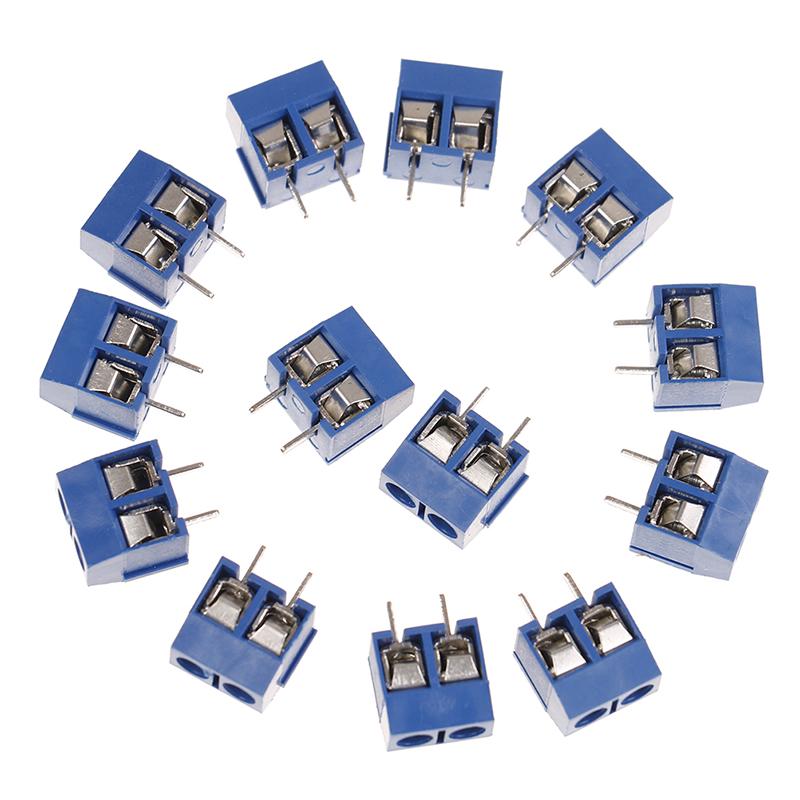 10Pcs blue 2-pin pitch screw terminal block connector 5.08mm panel pcb mountP!E