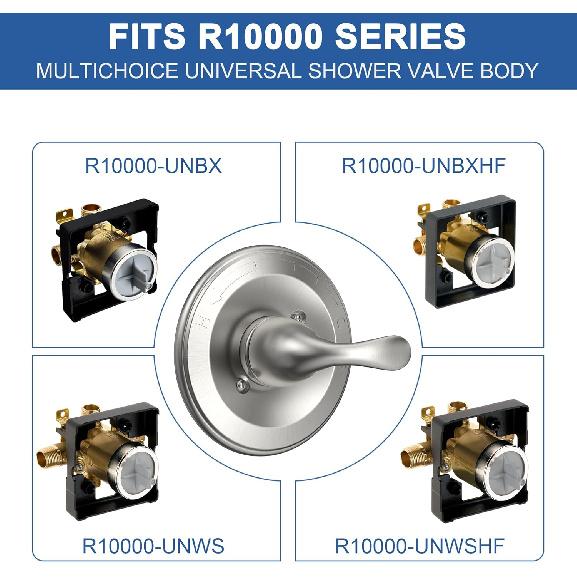 Replacement for D Faucet 13 Series Single-Function Shower Valve Trim Kit, Shower Handle, Brushed Nickel Shower Trim Kit T13020-SS (Cartridge and