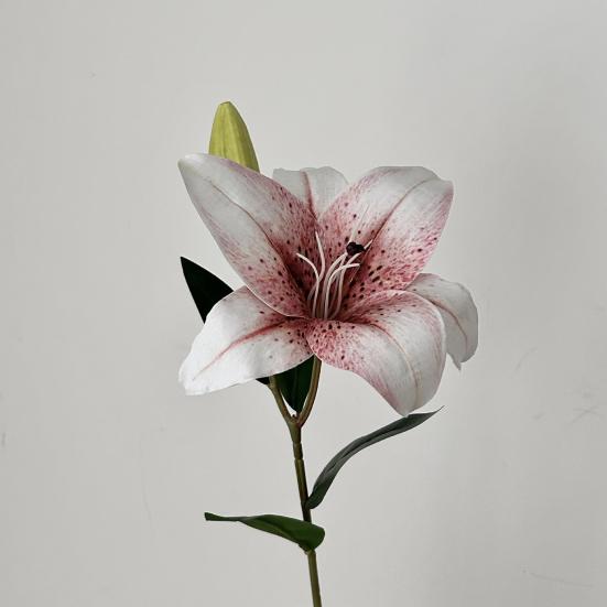 20inch Artificial Lily Flower Fake Real Touch Lily with 2 Heads Blooms 2 Buds for Home Office Decor Wedding Party Spring Table