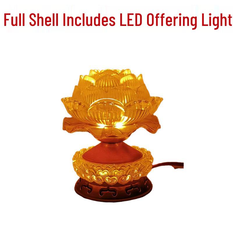 LED Lotus Lamp for God of Wealth, Guanyin, Buddha & Taoist Immortal Offerings - Everlasting Household Dharma Light