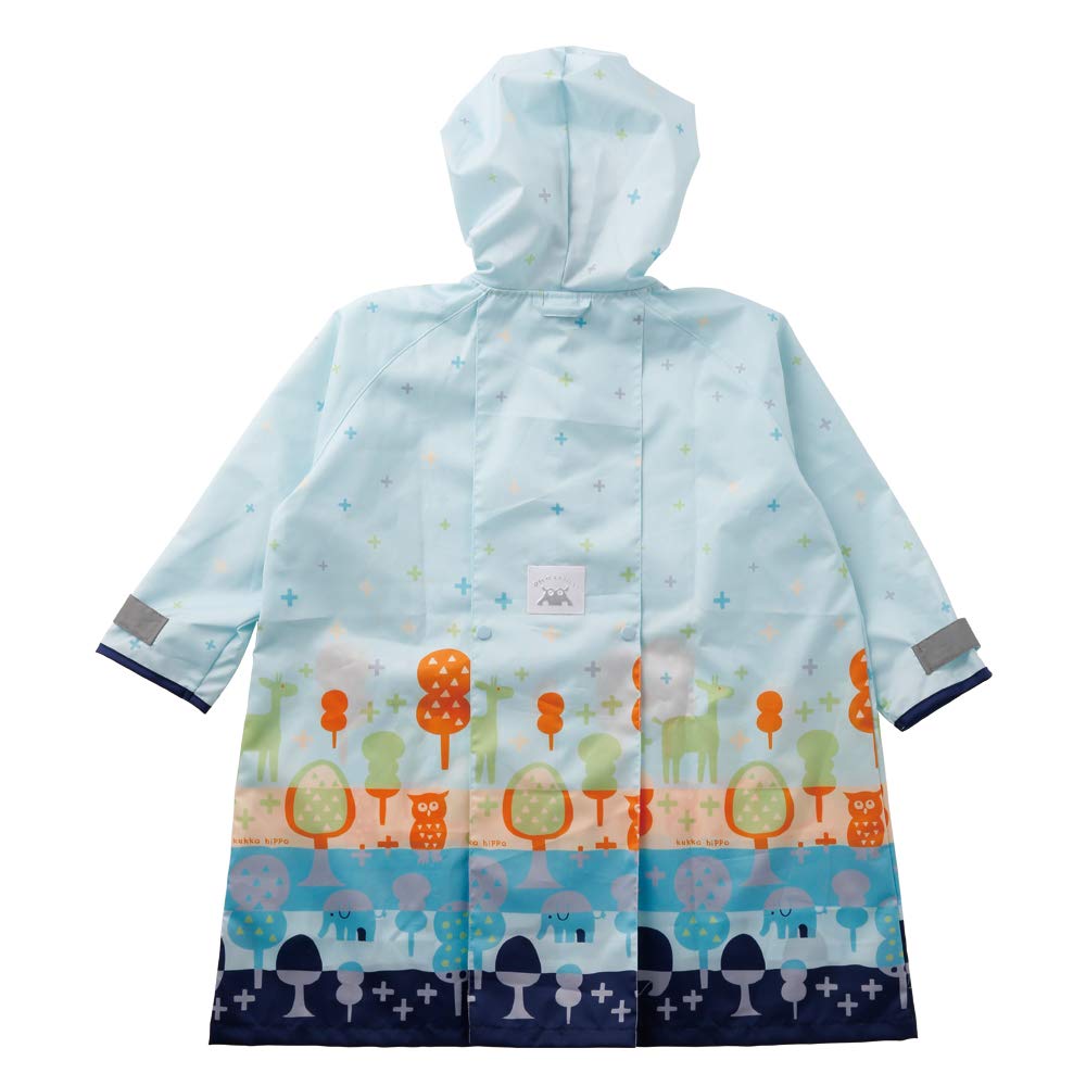 ogawa Kids Raincoat for Children 90cm Kukka Hippo Forest Walk with Reflective Tape Backpack with Storage Bag Adjustable Tucks for Wearing Over a