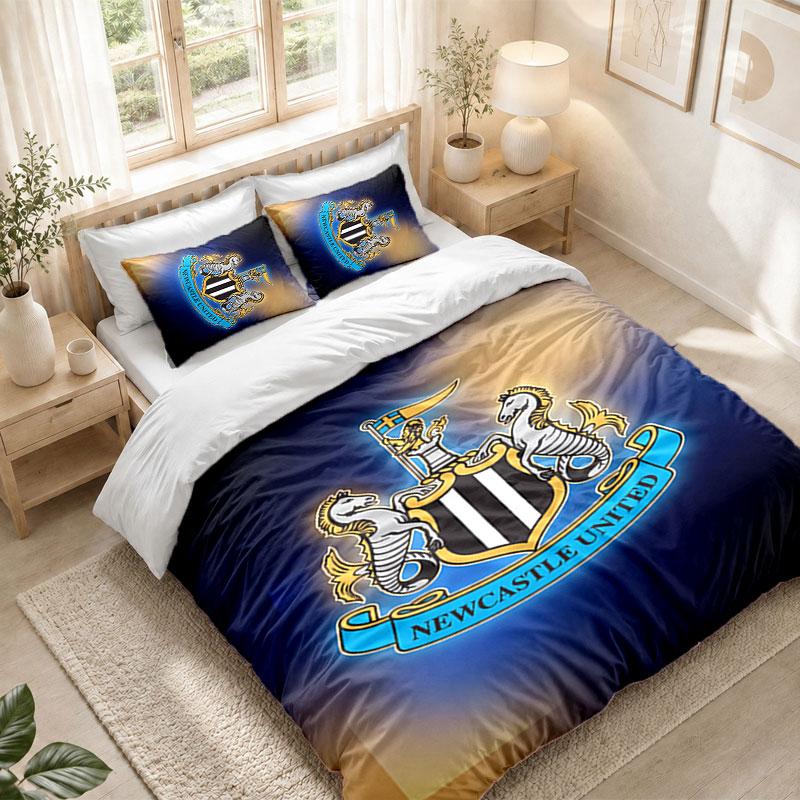 Bettwäsche-Set 1 Bettbezug 2 Kissenbezüge Newcastle United Fußball-Print Schlafzimmer Heimdekoration