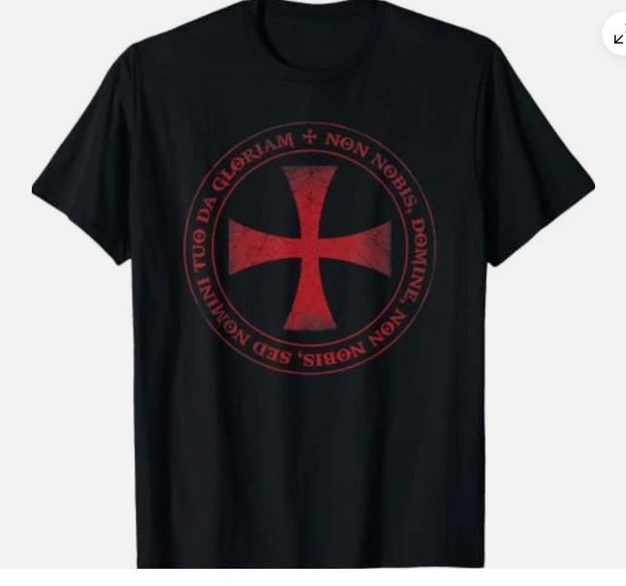 Medieval Crusader Cross Christian Motto Graphic T-Shirt Vintage Style S-5XL