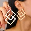 Gold Plated Hypoallergenic Geometric Dangle Earrings 1 Pair Irregular Design for Women Outdoor Travel Wear