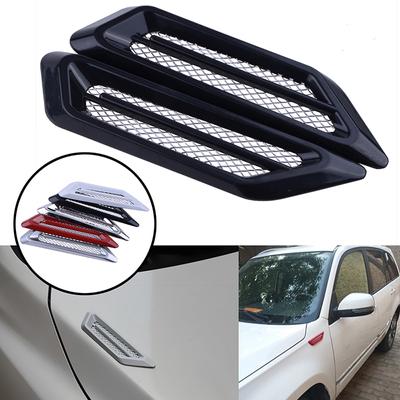Car 2pcs Outside Air Intake Hollow Side Baffle Ventilation Wing Cover Grille Air Duct Decoration Shark Gill-shaped Car