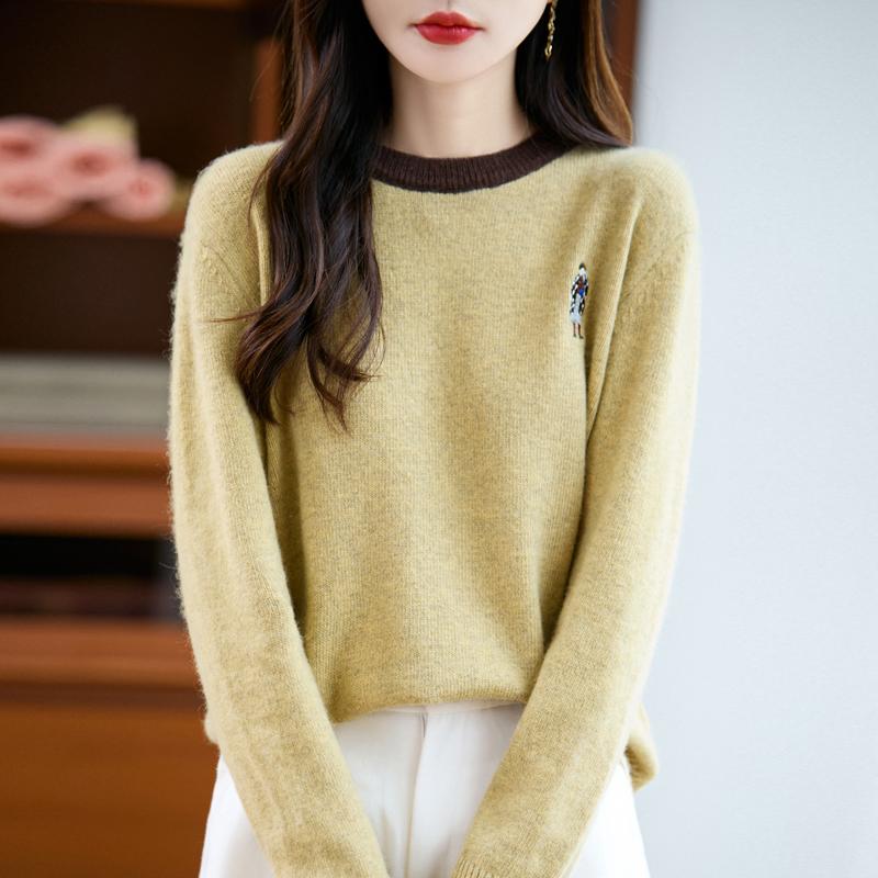 Women's Cashmere Sweater Qinghe Cashmere 30% Cashmere 70% Wool Autumn and Winter Pullover Warm and Fashionable
