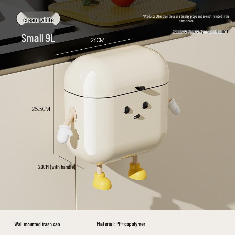 Wall-Mounted Sanitary Trash Can with Lid for Kitchen or Bathroom