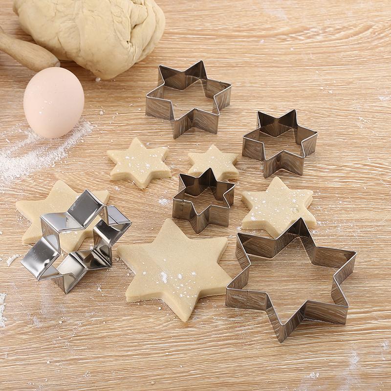 5Pcs Stainless Steel Cookie Cutter Star Shape Biscuit Mould Dough Pastry Cake Cookie Fondant Baking Mold Cookie Decoration Tool
