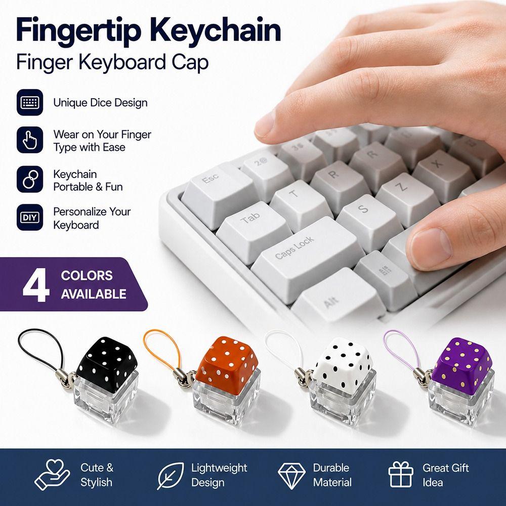 Polka Dot Finger Keyboard Caps DIY Keyboard Pinch Toy Relaxing Fidget Keychain