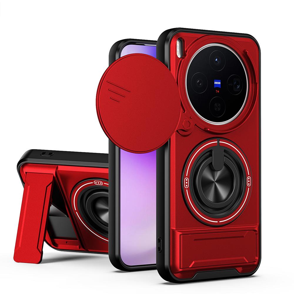 KEYSION Magnetic Phone Case for VIVO X300 Pro 5G Slide Camera Protection Upright Kickstand Ring Shockproof Cover for VIVO X300