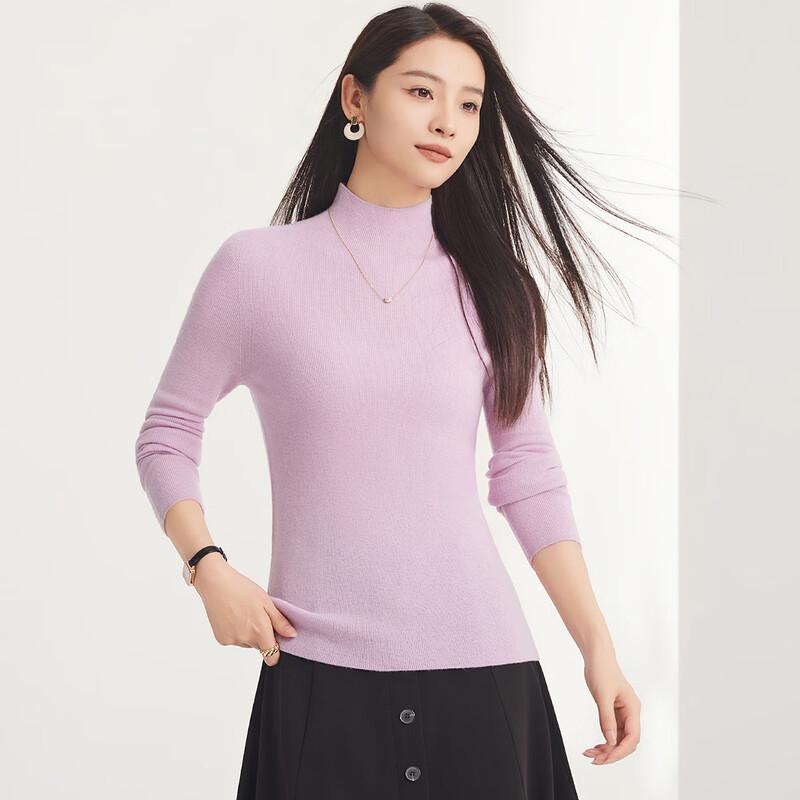 FAPAI Women's 100% Lambswool Slim Fit Semi-High Neck Sweater