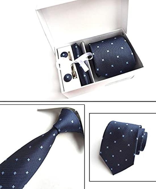 [Xiang Ru] 4-Piece Tie Set: Stripe, Check, Solid, Floral Pattern. Suitable for Business, Work, Commuting, Job Hunting, Weddings, Father's Day,