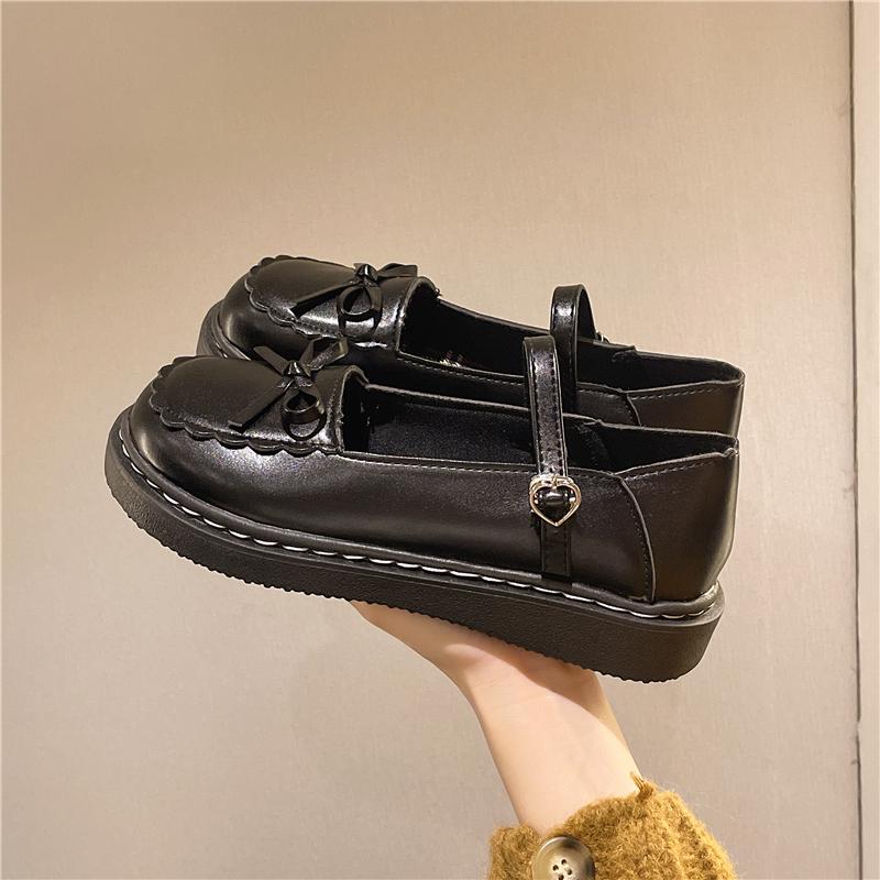 Butterfly Mary Jane Shoes  brown Retro uniform shoes loafers Summer Buckle Strap College Style jk small leather shoes