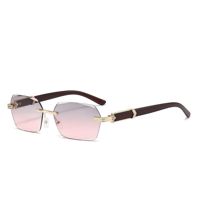 Wooden Frame Sunglasses For Men Women Fashion Rimless Rectangle Eyewear Populor Gradient Lenses Outdoor Driving Sun Glasses