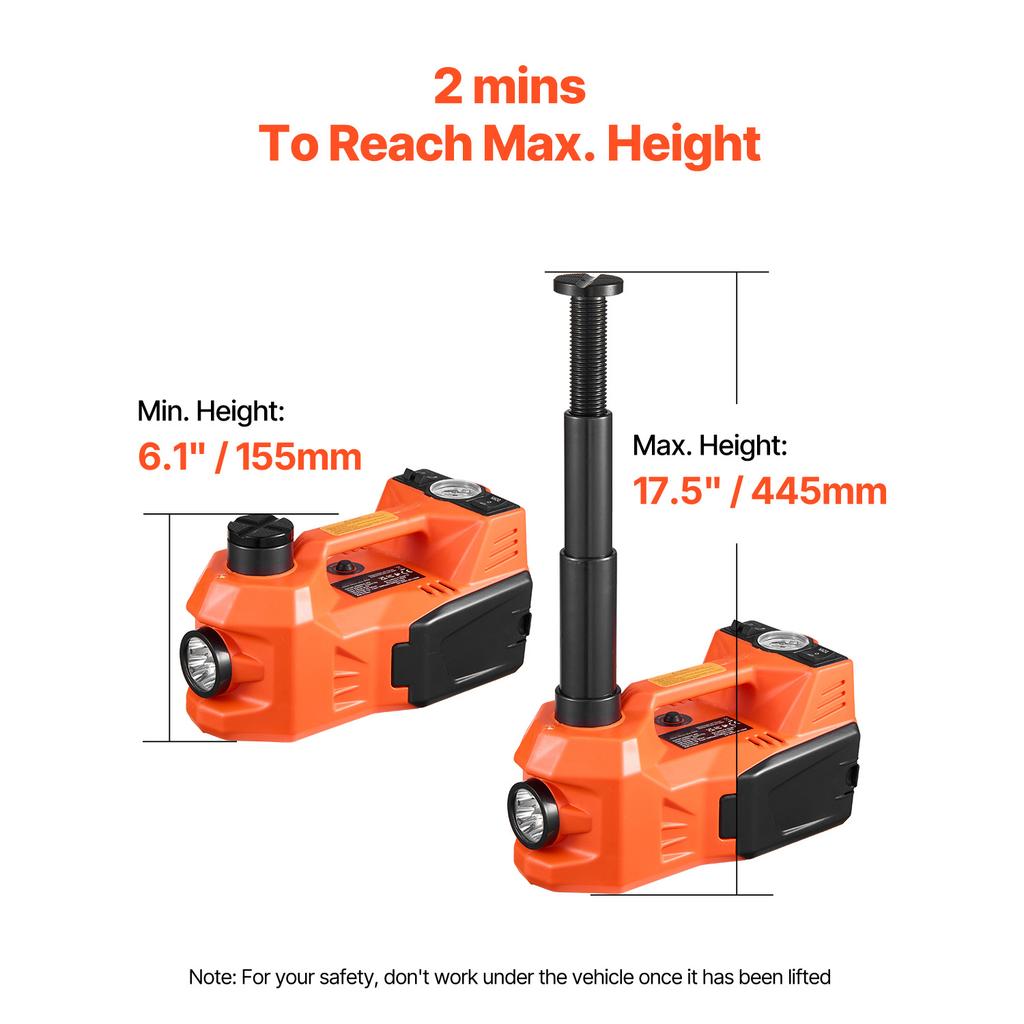 SucceBuy Electric Car Jack, 5T Electric Scissor Jack with Built-In Inflator 12V Tire Changer with  LED Light for Sedan SUV Truck