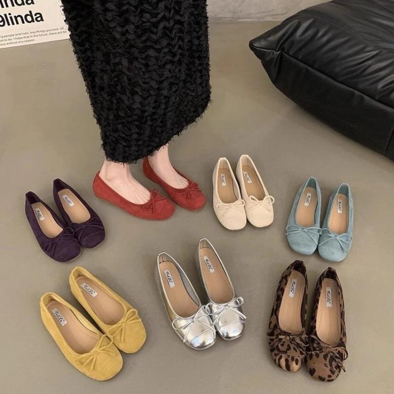 Women's Flat Shoes French Style Shallow Mouth Single Shoes Low-top Walking Flats Soft Sole Comfortable Ballet Flats Womens Shoes