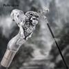Silver Lion Head Resin Walking Cane Fashion Decorative Steel Stick Gentleman Lion Performance Stage Cane 93cm