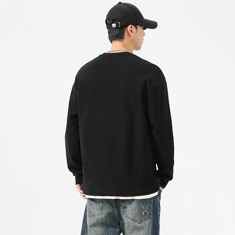 Autumn Mountain Outdoor Fake Two-piece Long-sleeved T-shirt Beautiful Retro Light Mature V-neck Top for Men