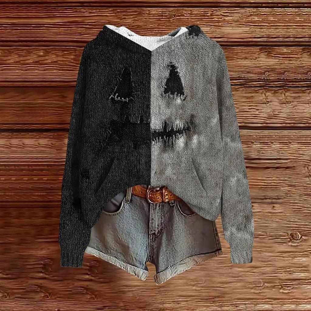 Sweatshirts For Women Knit Sweater Cute Shirt Fall Pullover Hooded Sweatshirt