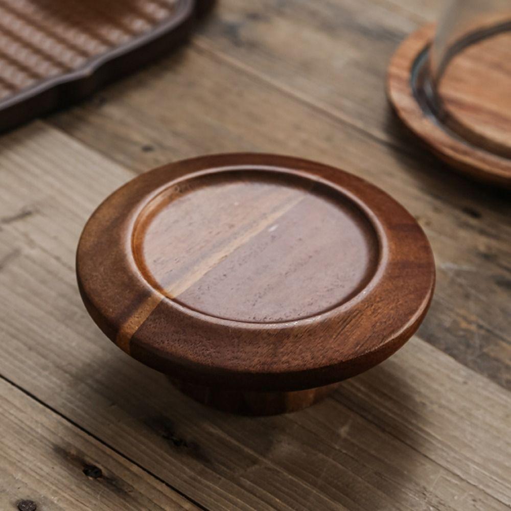 Geschirr Holz Kuchen Tablett mit Glas Staubschutz Wiederverwendbar Dessert Display Ständer Kreativ Exquisit Butter Dose Haushalt