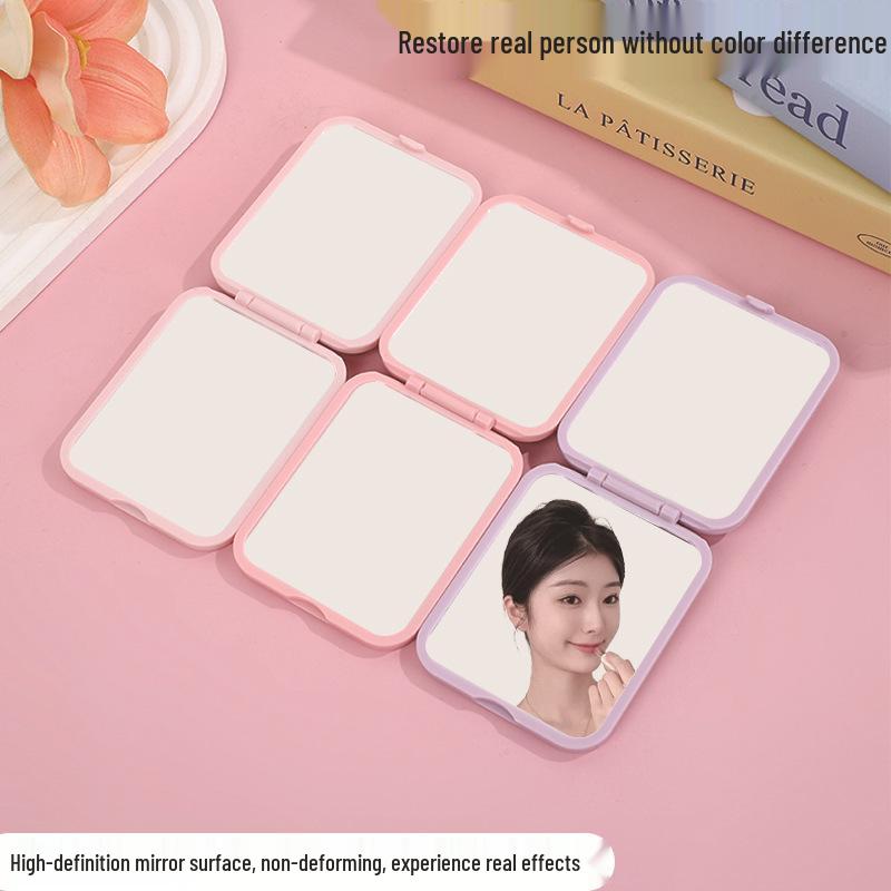 Double-Sided Flower Foldable Mini Square Mirror for Female Students – Portable Dormitory Makeup Pocket Mirror