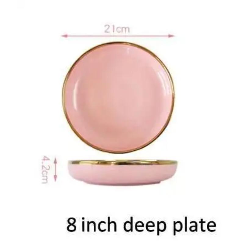 Rosa Keramik Teller Suppenschüssel Geschirr Phnom Penh Reissuppenschüssel Schüssel Haushaltskombination Küchengeschirr