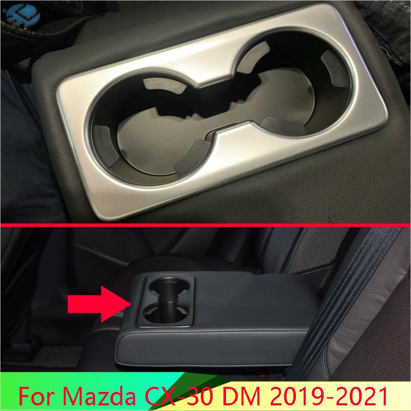 For Mazda CX-30 DM - ABS Chrome Rear Seat Drink Cup Holder Chrome Trim Cover Bezel Surround Frame Styling