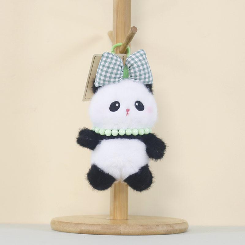 Panda Plush Keychain With Cartoon Milk Bottle And Colored Bow For Kids And Collectors