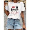 Women's Russian Cyrillic Olga Print T-Shirt Casual Crew Neck Short Sleeve Summer Top