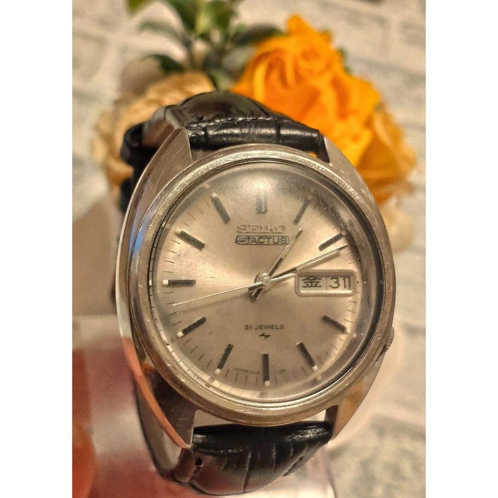 Used Rare 1971 SEIKO 5 Actus Men's Watch Silver Dial 7019-7070 Vintage Day-Date Automatic