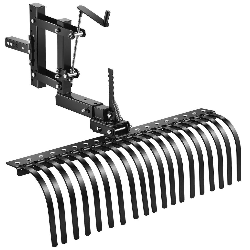 106.7cm Tow Behind Landscape Rake, 3-Point Lawn Rock Rake with Blade & Lift Lever, Fit Category 1 ATVs UTVs Lawn Tractors, Heavy Duty Dethatcher Rake