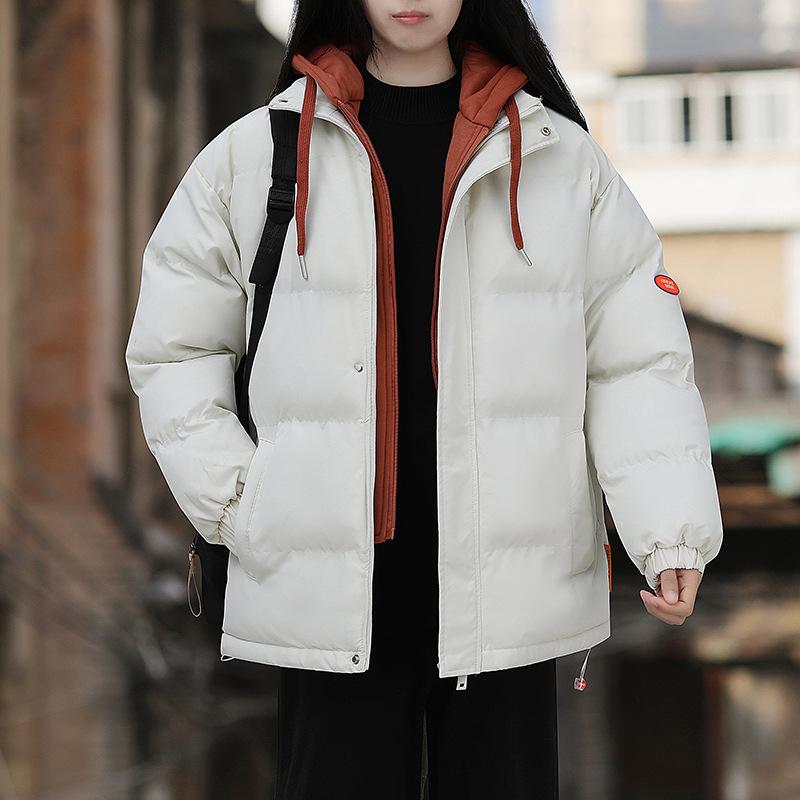 Winter Fake Zweiteilige Baumwollgepolsterte Kleidung, Hochwertige Brotkleidung, Partnermodelle, Verdickte Warme Baumwollgepolsterte Kleidung mit Kapuze für Herren