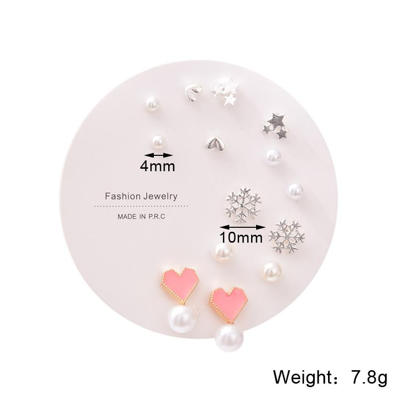 One week stud earrings set, simple and small combination earrings, women's Korean version, new trendy temperament, small earrings, simple and advanced