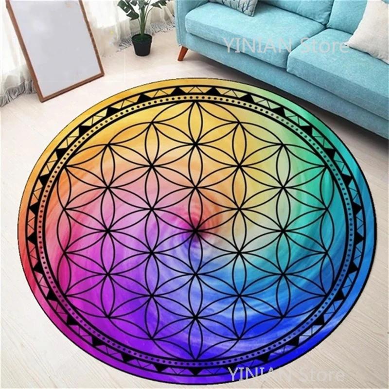 Geometry Round Carpet Cushion Living Room Bedroom Floor Mat Doormat Sofa Computer Chair Area Rug Dropshipping Wholesale