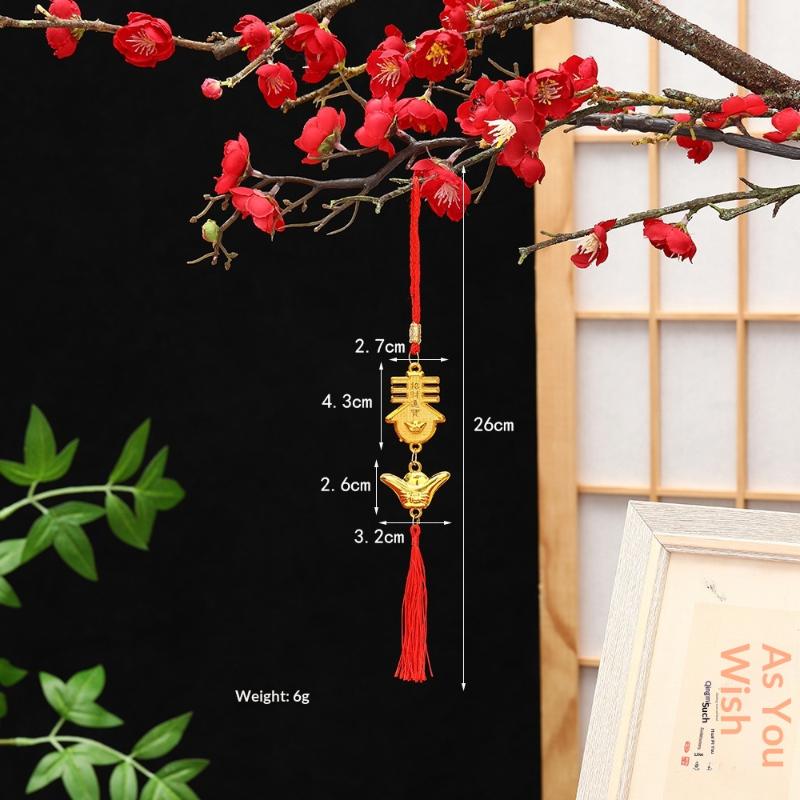 Chinese Lucky Fu Gold Ingot Hanging Ornaments Handwoven Tassel Auspicious Decor for Home New Year Celebration Gift