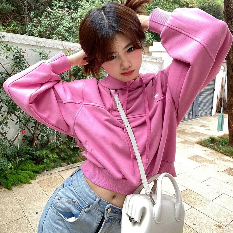 Retro American Spicy Girl Hooded Sweatshirt: Women's Spring/Autumn 2025 Trendy Thin Pullover Jacket