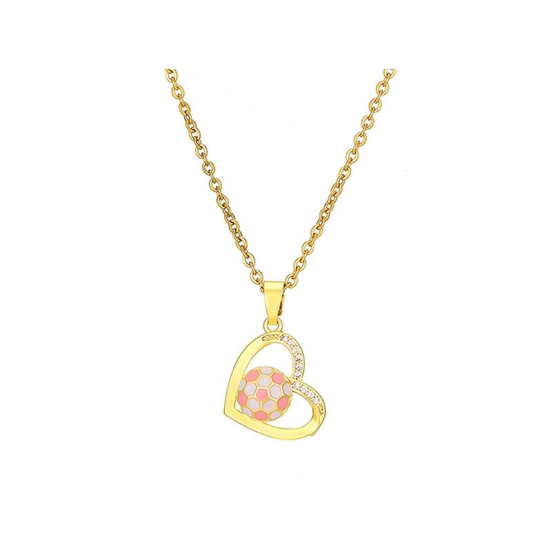 Football Pendant Necklace with Gold Tone Chain and Frame, 41-50 Cm Jewelry Metal Texture for Daily Styling, Game Day Wear and Gifts