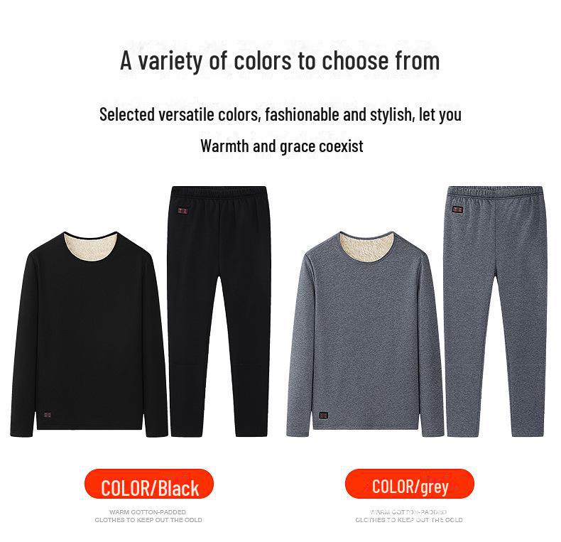 USB Smart Beheiztes Unterwäsche-Set: Konstante Temperatur, Plus Samt, 18-Zonen-Heizung für Kälteschutz.