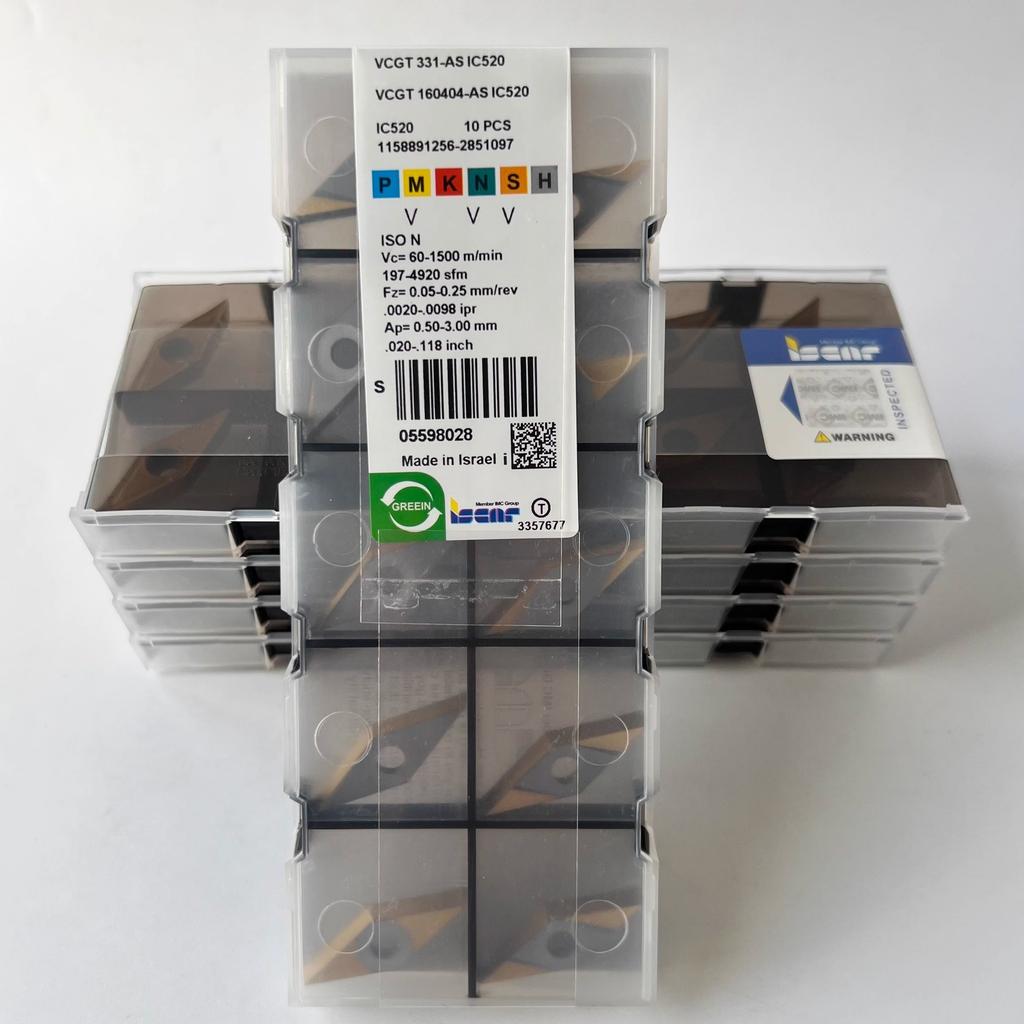 ISCAR / VCGT160404-AS IC520 / Industrial Indexable Carbide Inserts 10 Pcs