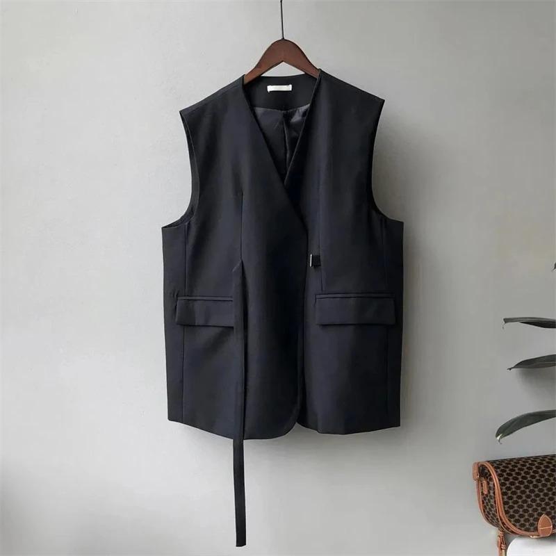 Women's Blazer Vest Coat Spring Autumn Loose Comfortable Suit Waistcoat Sleeveless High End Ladies Jacket